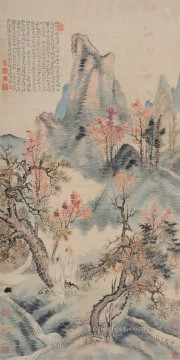 Shitao Shi Tao Painting - Shitao red leaves in autumn old China ink